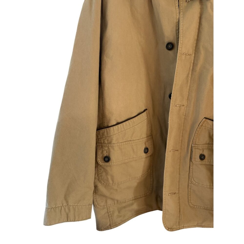 Orvis Mens Quilted Tan barn Field Jacket With Corduroy Collar Button Pockets XL - Picture 2 of 6